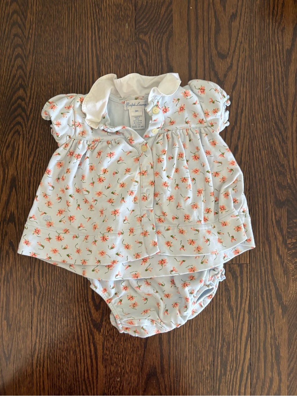 Ralph Lauren Baby Floral Light Blue Dress and bottom set